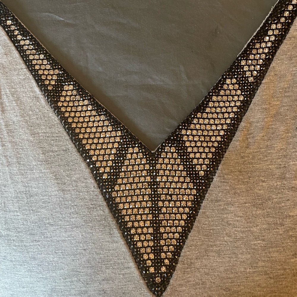 Leith Embelished V Neck Gray Oversized Tank XS (runs big)
